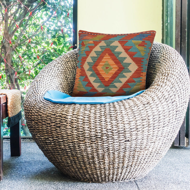 Afghan Kelim Cushion 1' 6" x 1' 6" Flat-Weave view