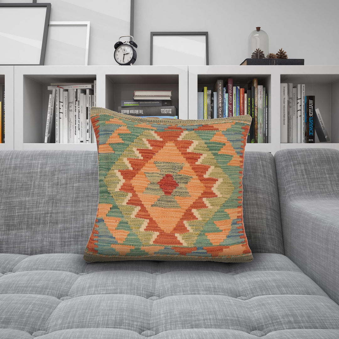 Afghan Turkish Design Cushion 1' 6" x 1' 6" Flat-Weave view