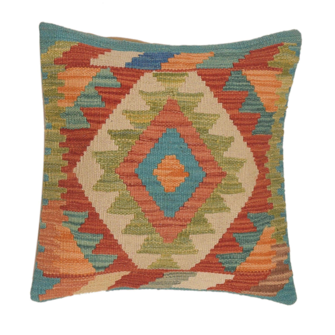 Afghan Turkish Design Cushion 1' 6" x 1' 6" Flat-Weave