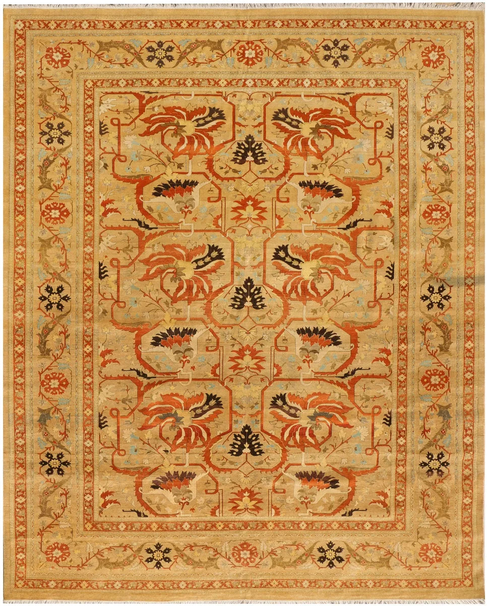 Golden Afghan Oriental Rug 10' 1" x 13' 9" Hand-Knotted | No. 37814
