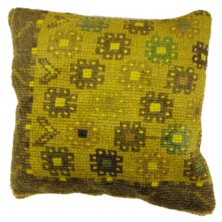 Yellow Afghan Overdyed Rug 1' 6" x 1' 5" Hand-Knotted | No. AL124952