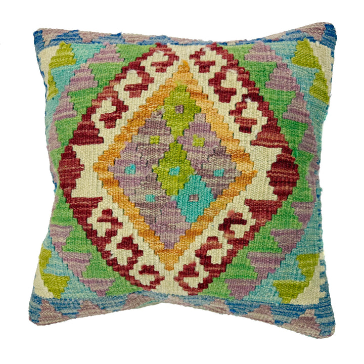 Afghan Kilim Cushion 1' 5" x 1' 5" Flat-Weave | No. AL860248