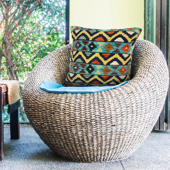 Afghan Kilim Cushion Cover 1' 6" x 1' 5" Flat-Weave view