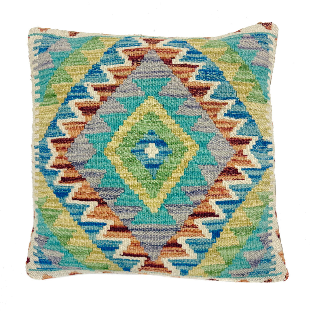 Afghan Kilim Cushion Cover 1' 6" x 1' 5" Flat-Weave