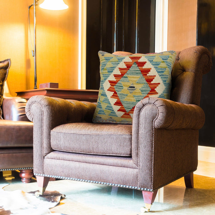 Afghan Kilim Cushion Cover 1' 6" x 1' 5" Flat-Weave view