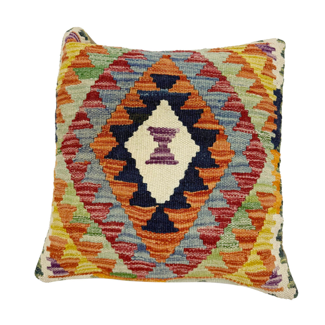 Afghan Geometric Cushion 1' 6" x 1' 5" Hand-Knotted