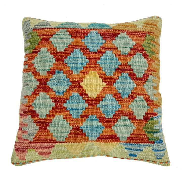 Afghan Kilim Cushion Cover 1' 6" x 1' 5" Flat-Weave