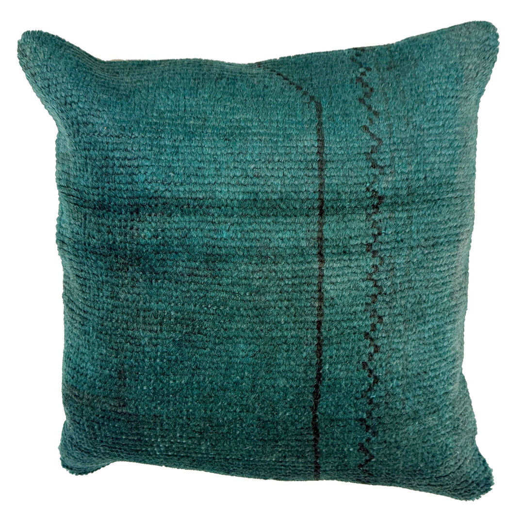 Blue Afghan Oriental Pillow Cover 1' 4" x 1' 4" Hand-Knotted