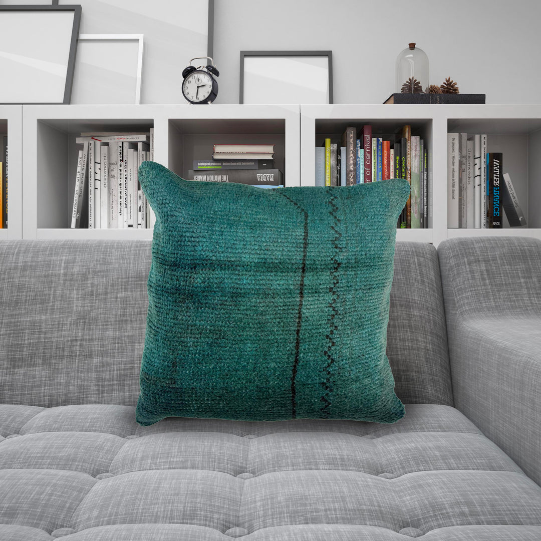 Blue Afghan Oriental Pillow Cover 1' 4" x 1' 4" Hand-Knotted view