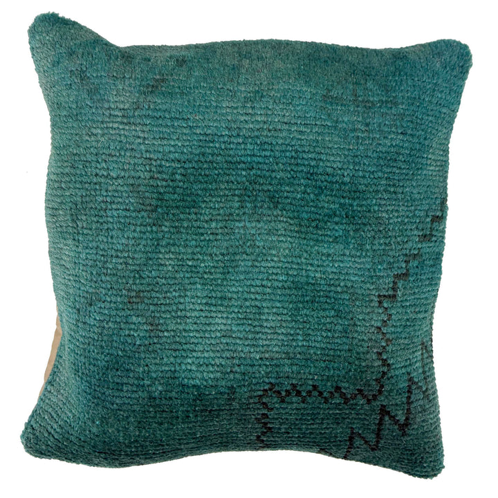 Blue Afghan Overdyed Cushion Cover 1' 5" x 1' 4" Hand-Knotted