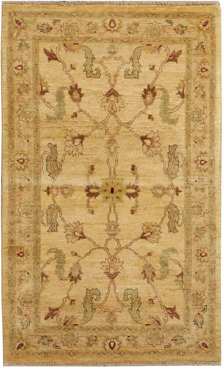 Tan Ziegler Rug 3'1" x 5'1" Hand-Knotted | No. 39350