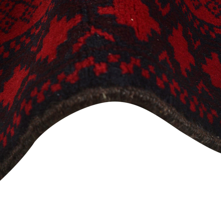 Red Afghan Baluchi Rug 6' 6" x 9' 5" Hand-Knotted | No. AL14794