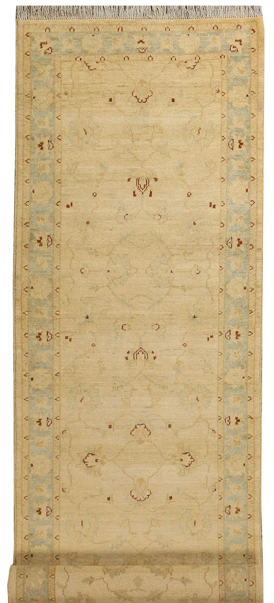 Tan Afghan Ziegler Rug 2' 8 x 9' 5 Hand-Knotted | No. 39472