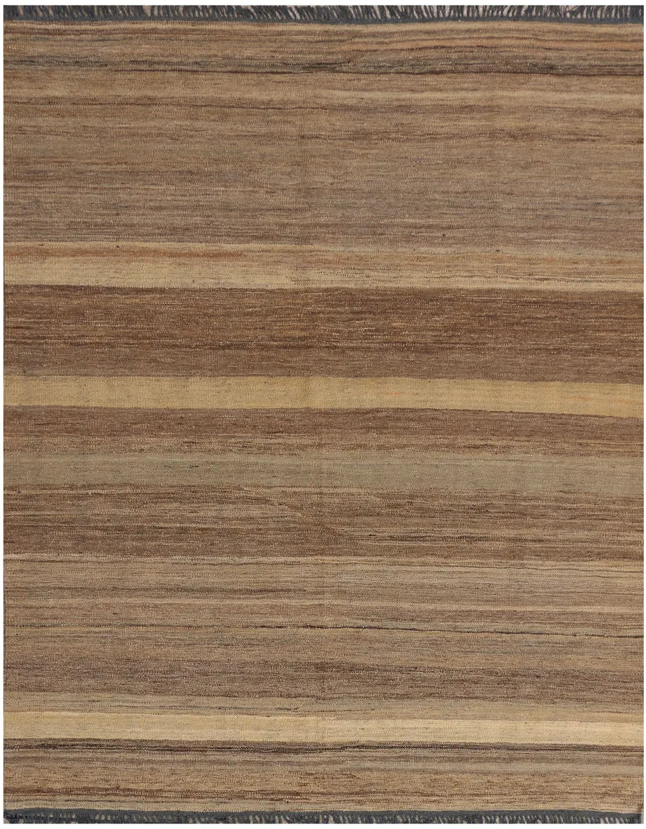 Brown Afghan Kilim Rug 5'4" x 6'8" Flat-Weave | No. 39584