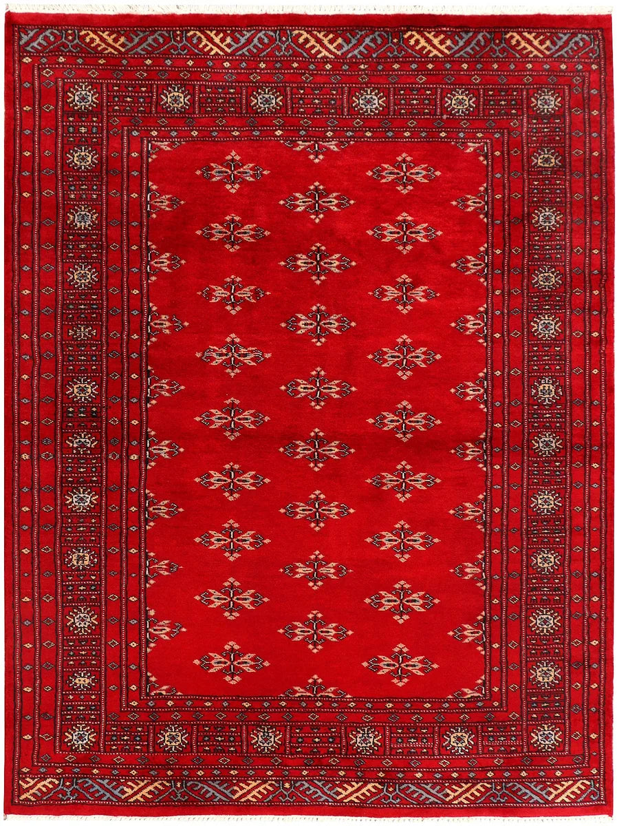 Red Afghan Oriental Rug 4' 1" x 6' Hand-Knotted | No. 41074