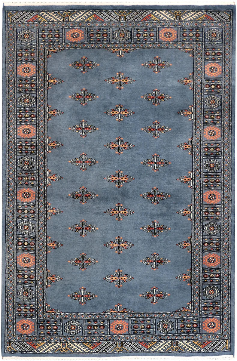 Grey Pakistani Butterfly Rug 4' 1 x 6' 1 Hand-Knotted | No. 41191