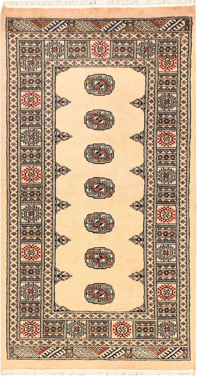 Beige Pakistani Bokhara Rug 3'1" x 5'8" Hand-Knotted | No. 44074