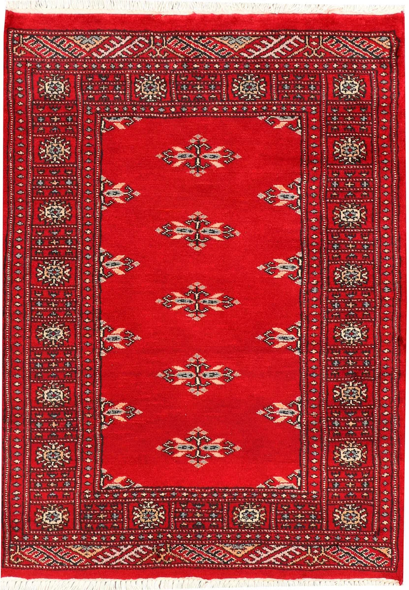 Red Pakistani Butterfly Rug 2' 7" x 3' 6" Hand-Knotted | No. 44420