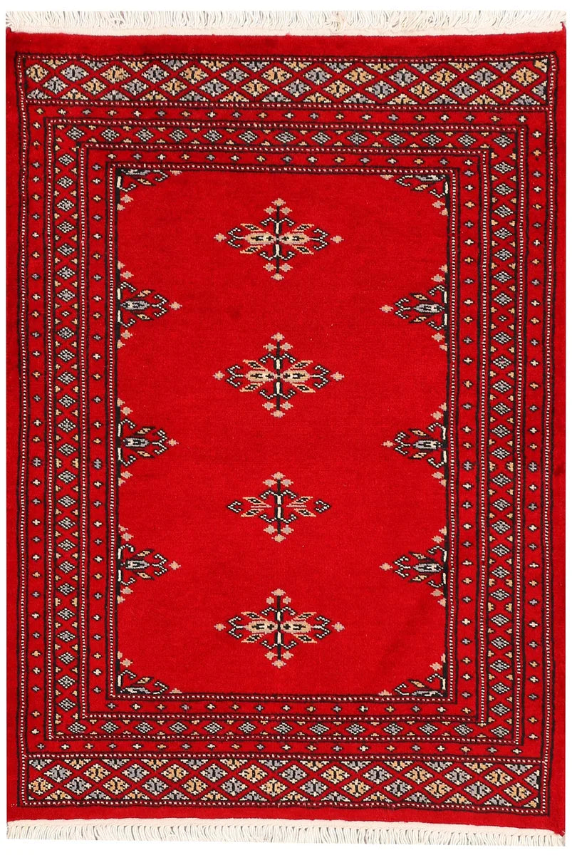 Red Pakistani Butterfly Rug 2'6" x 3'6" Hand-Knotted | No. 44520