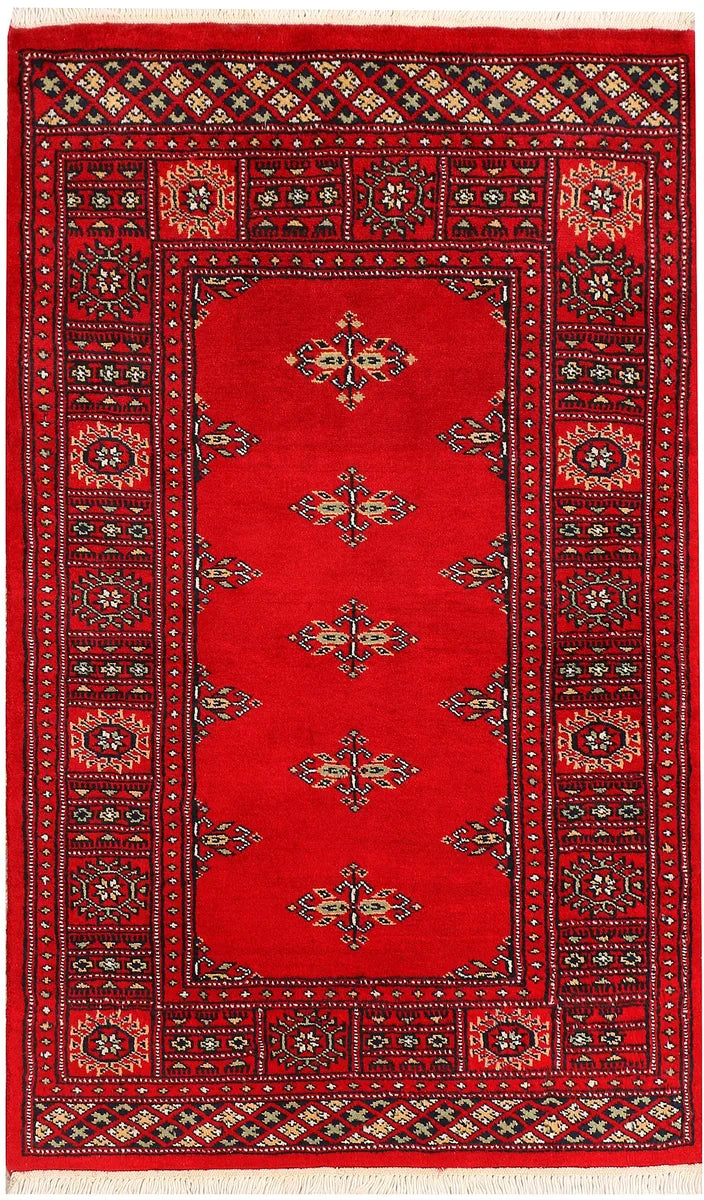Red Afghan Oriental Rug 2'6" x 4'2" Hand-Knotted | No. 44603