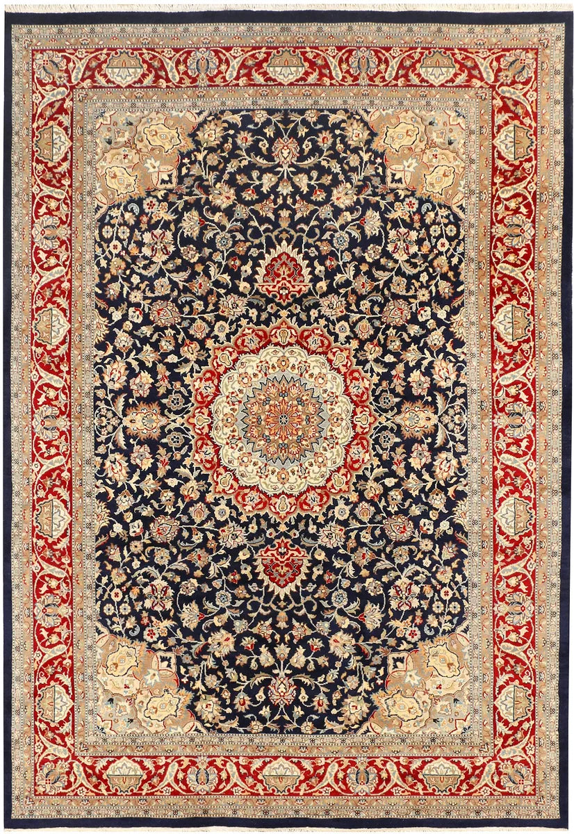 Black Afghan Kashan Rug 6'11" x 10'1" Hand-Knotted | No. 44883