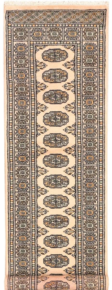 Tan Pakistani Bokhara Rug 2' 2" x 8' 2" Hand-Knotted | No. 45237