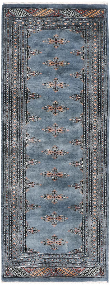 Light Slate Grey Afghan Oriental Rug 2' 1" x 5' 5" Hand-Knotted | No. 46528