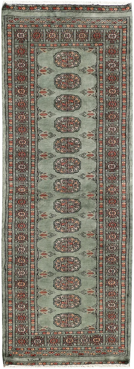 Dark Slate Grey Pakistani Bokhara Rug 2'2" x 5'10" Hand-Knotted | No. 46538