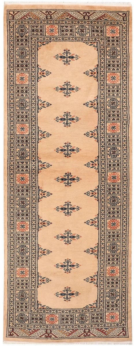 Beige Pakistani Butterfly Rug 2'7" x 6'9" Hand-Knotted | No. 46626