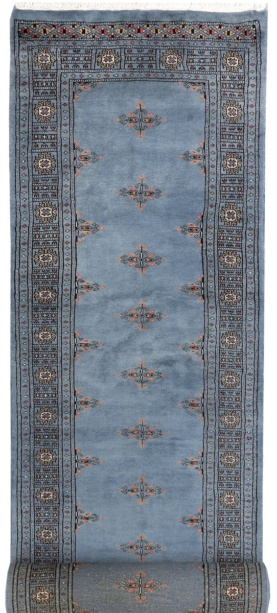 Grey Afghan Butterfly Rug 2' 7" x 11' 7" Hand-Knotted | No. 46857