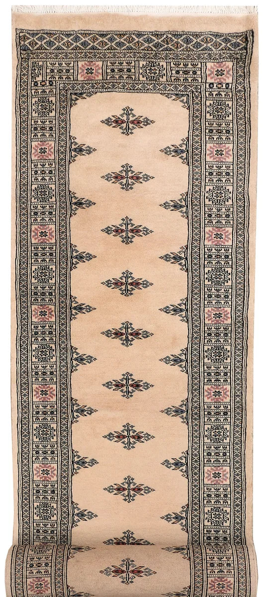 Tan Afghan Butterfly Rug 2' 7" x 12' 10" Hand-Knotted | No. 46944
