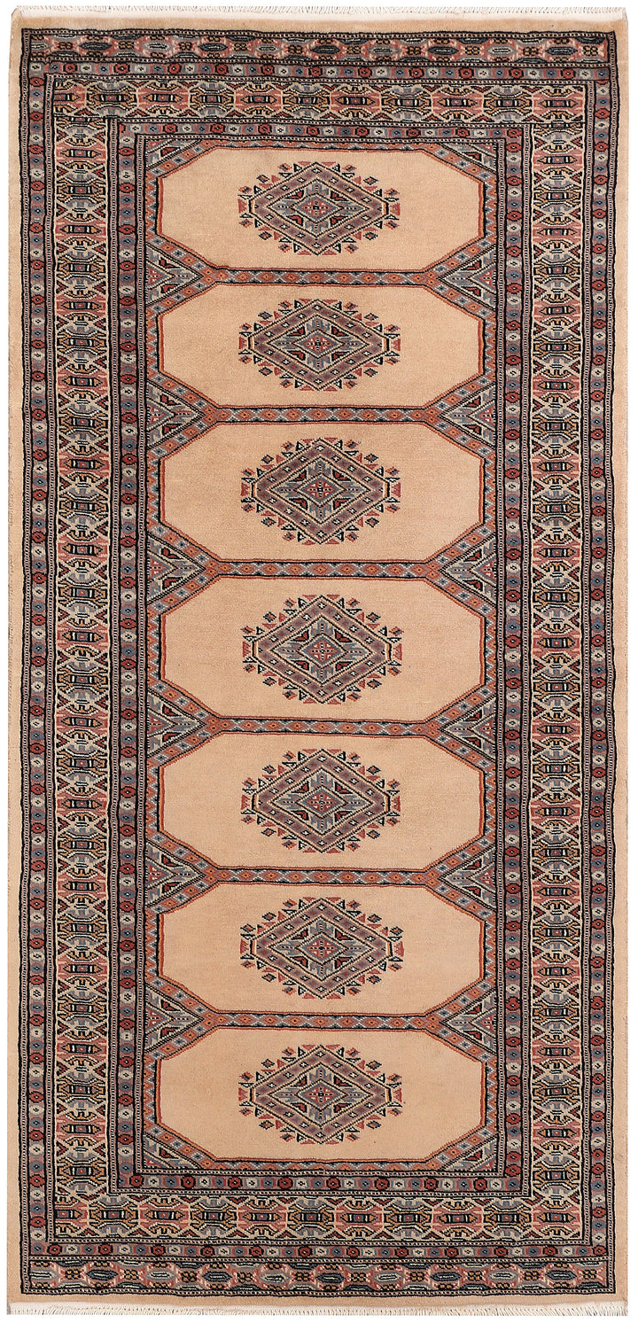 Tan Pakistani Jaldar Rug 3' 1" x 6' 4" Hand-Knotted | No. QA44487