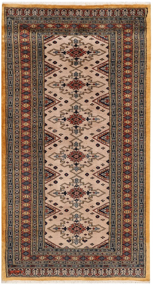 Tan Jaldar Rug 3' 2" x 6' Hand-Knotted | No. 47192
