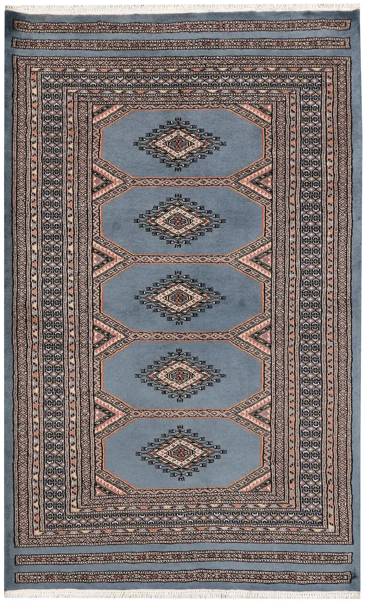 Light Slate Grey Afghan Jaldar Rug 3'2" x 5'1" Hand-Knotted | No. 47366