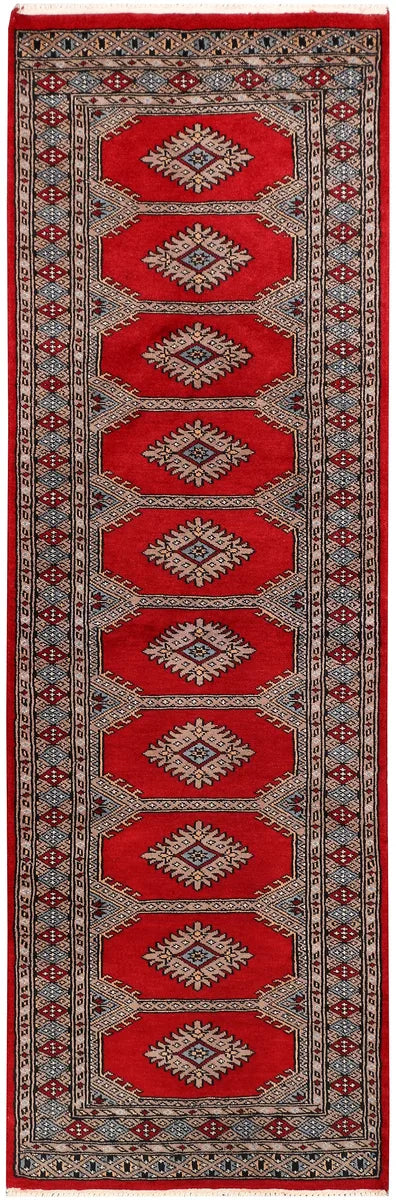 Red Pakistani Jaldar Rug 2' 1" x 6' 3" Hand-Knotted | No. 47418