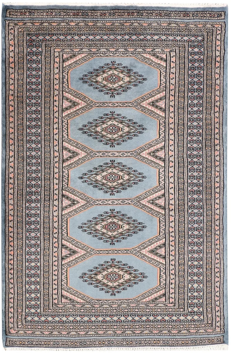 Light Slate Grey Pakistani Jaldar Rug 2'7" x 3'11" Hand-Knotted | No. 47618
