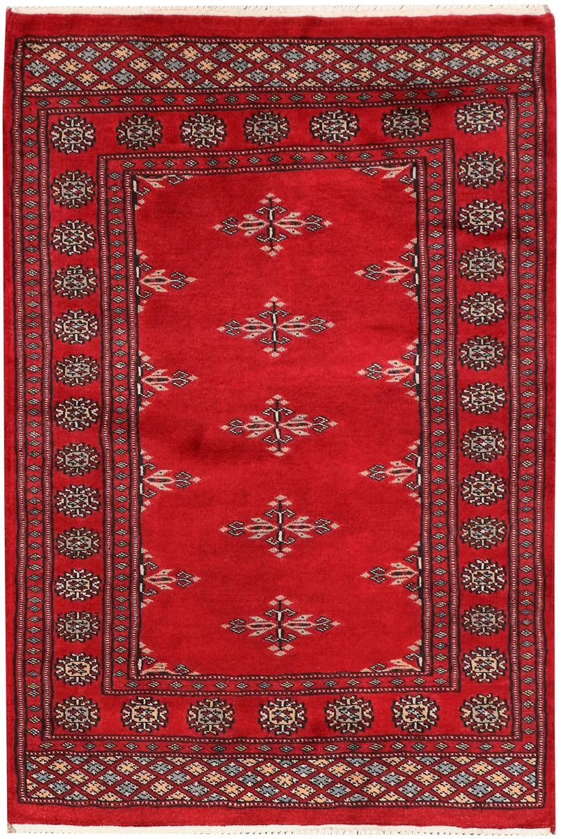 Red Pakistani Butterfly Rug 2'7" x 3'9" Hand-Knotted | No. 47628