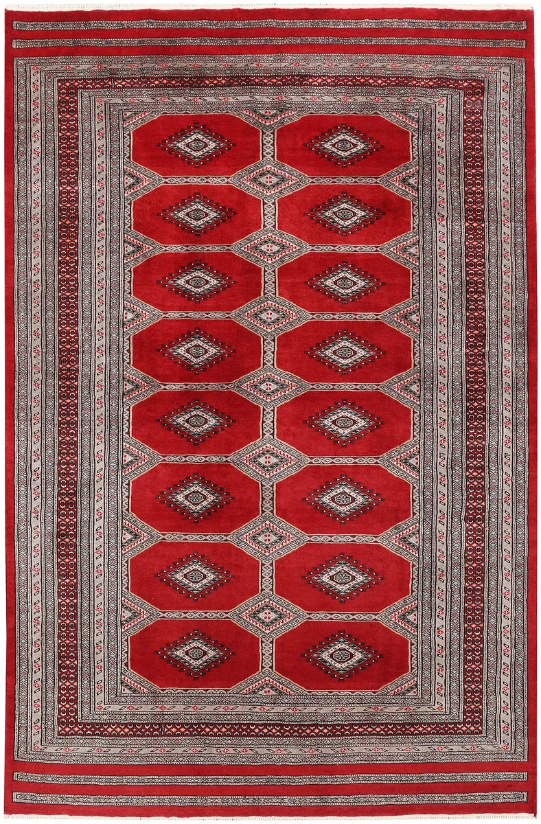 Red Afghan Jaldar Rug 5'5" x 8'3" Hand-Knotted | No. 47807
