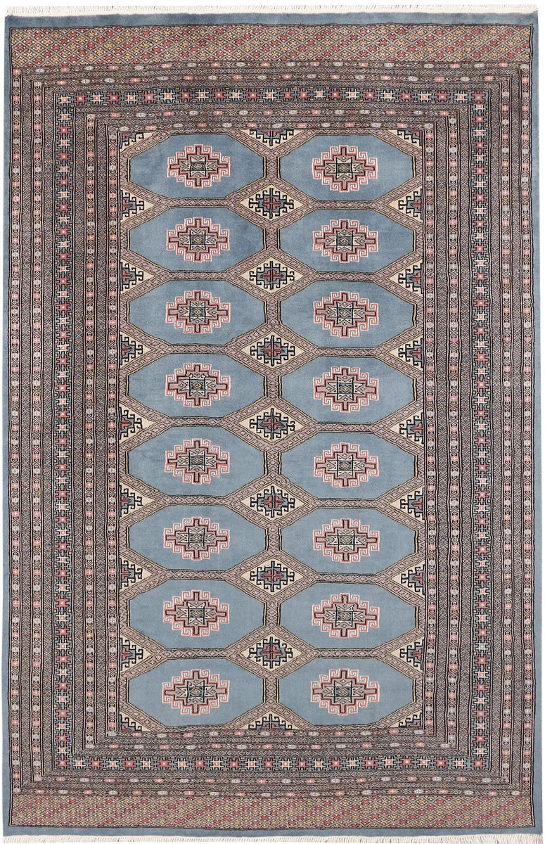Light Slate Grey Afghan Jaldar Rug 5'4" x 8'2" Hand-Knotted | No. 47883