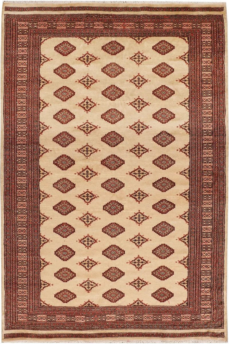 Navajo White Pakistani Jaldar Rug 5'1" x 8'2" Hand-Knotted | No. 48218
