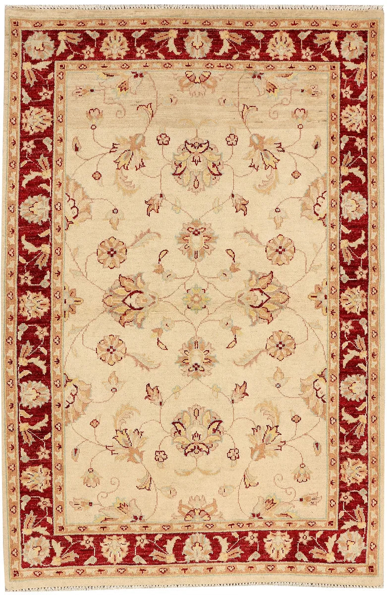 Brown Afghan Ziegler Rug 4'7" x 6'8" Hand-Knotted | No. 48292