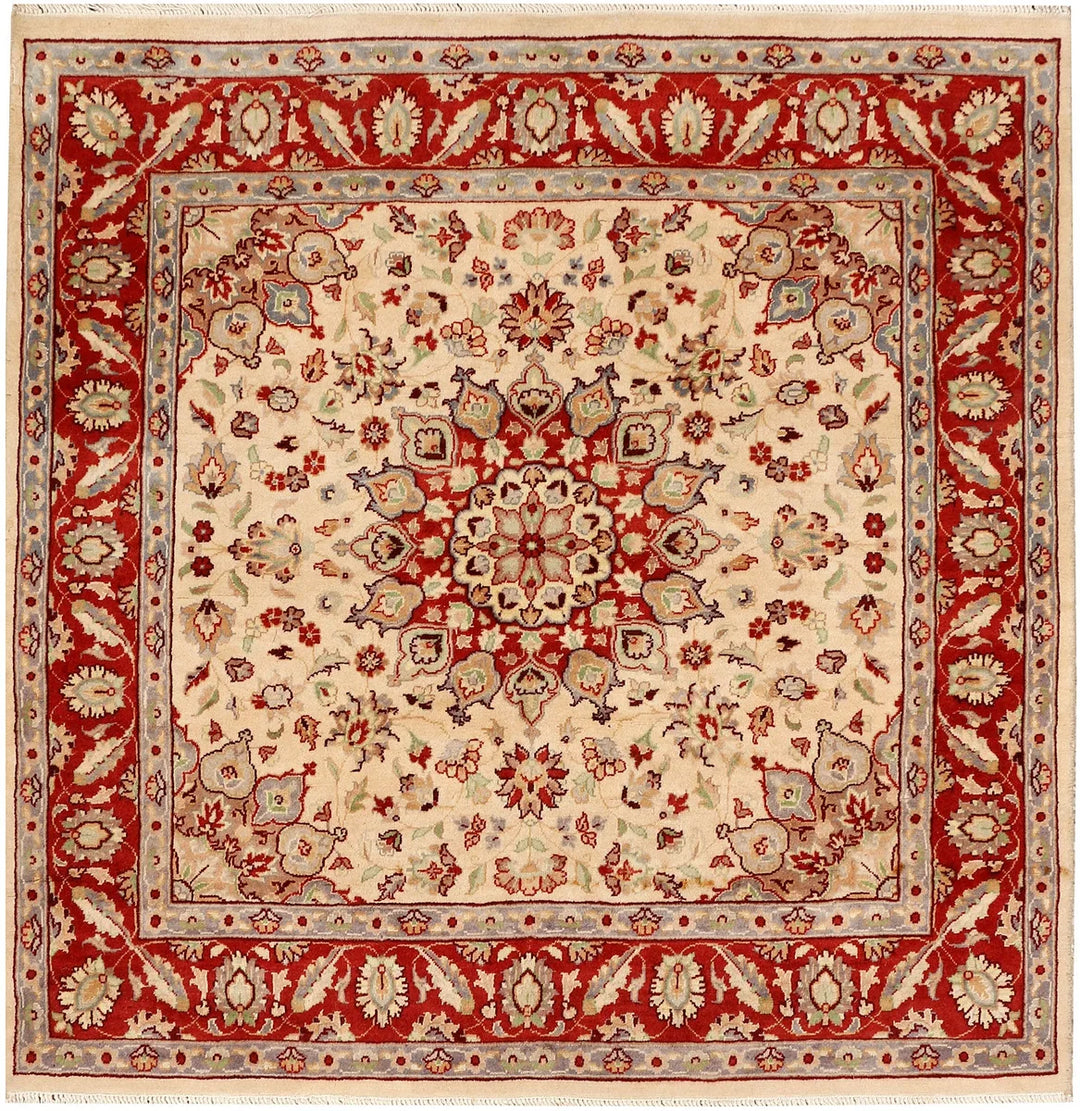 Brown Kashan Rug 3'11" x 3'11" Hand-Knotted | No. 48396