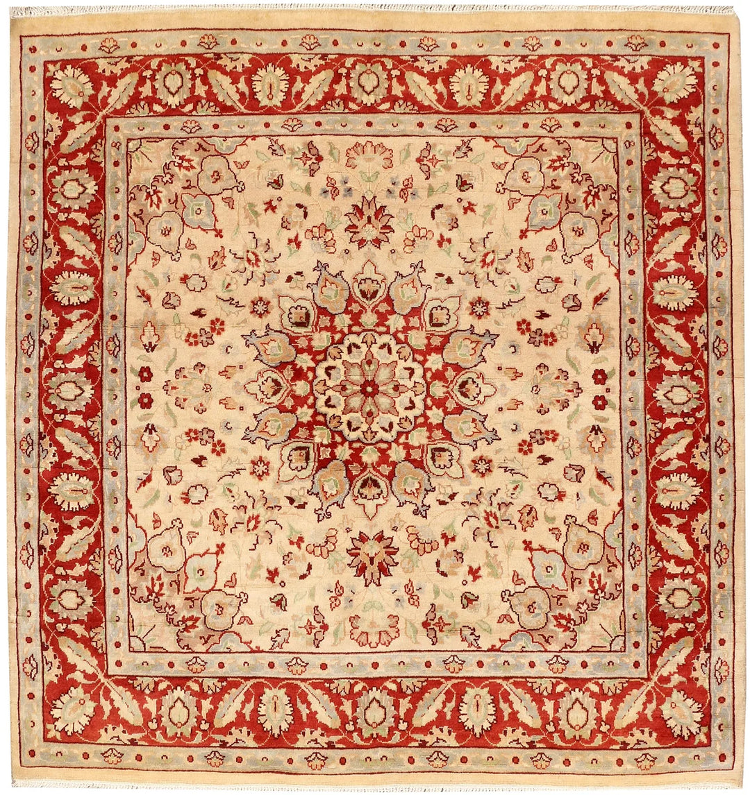 Brown Afghan Kashan Rug 3'11" x 4'2" Hand-Knotted | No. 48416