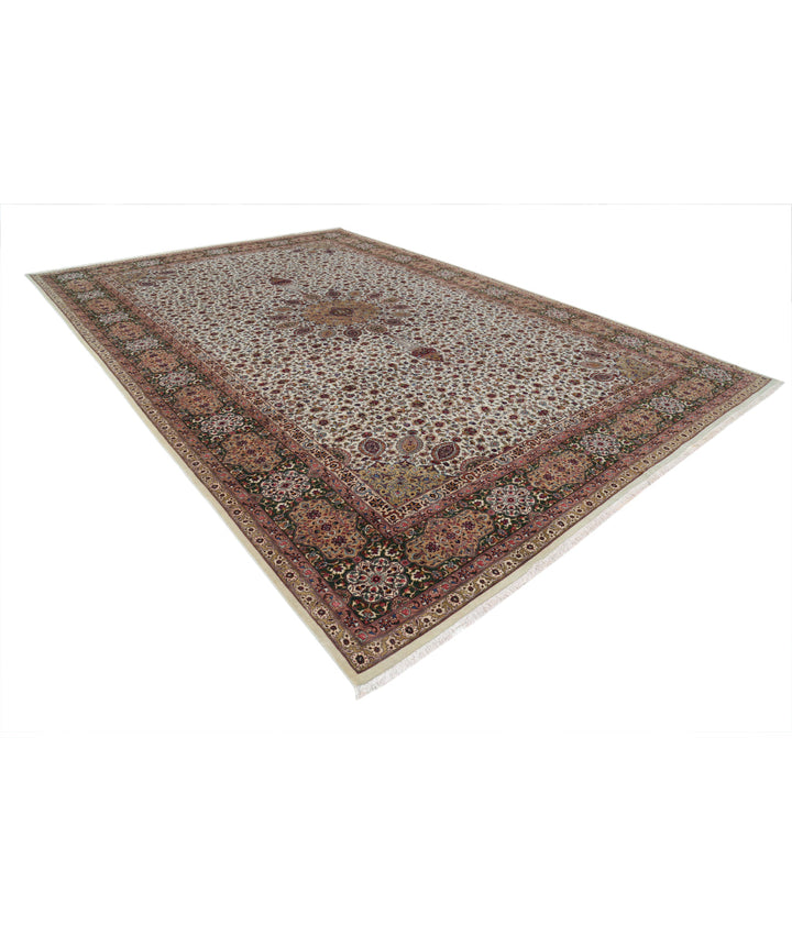 Afghan Tabriz Rug 11' 1" x 16' 0" Hand-Knotted | No. AT92492