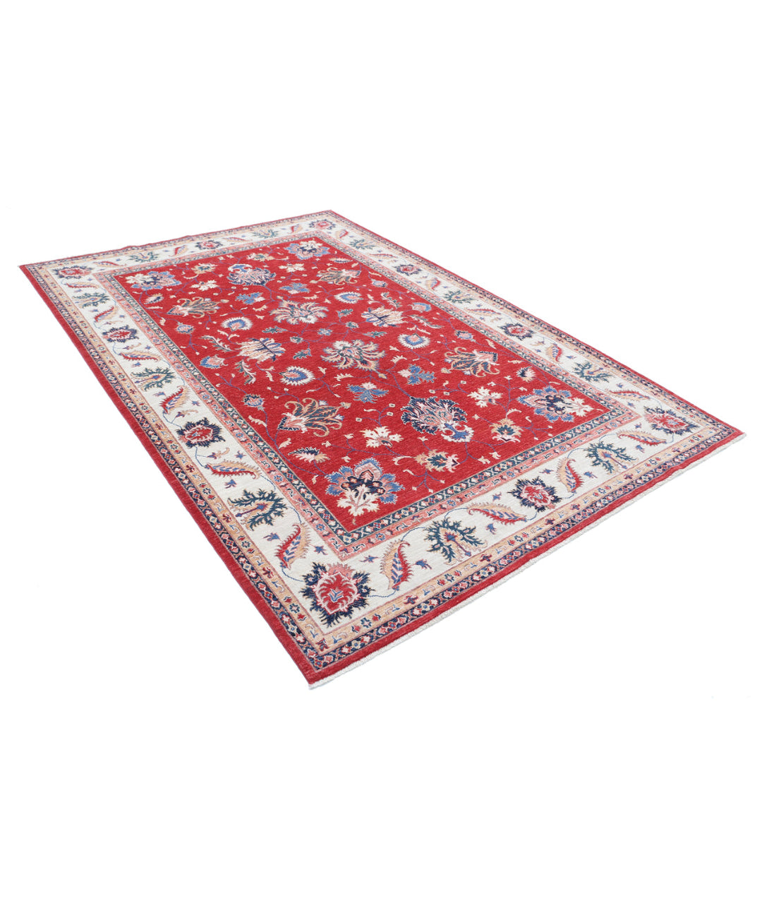 Afghan Ziegler Rug 6' 6" x 9' 4" Hand-Knotted | No. AT69241