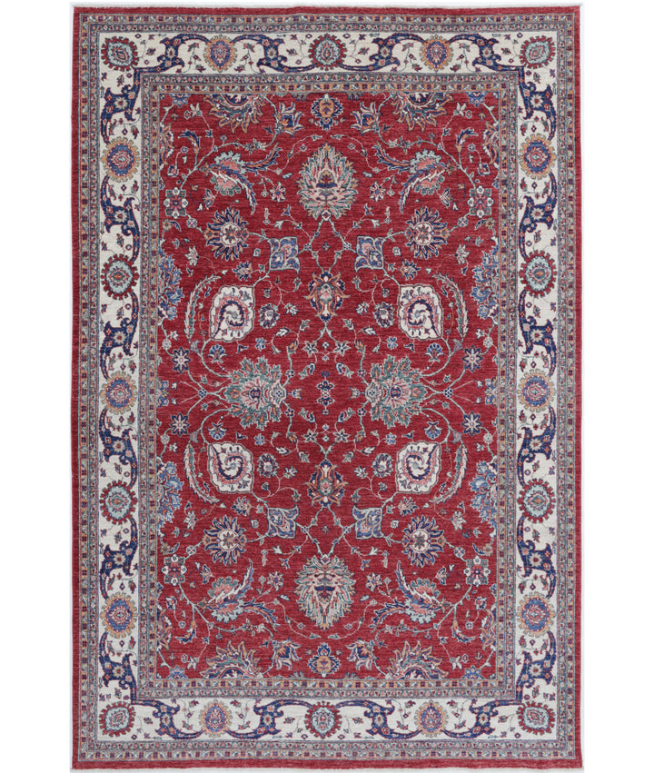 Afghan Ziegler Rug 6' 3" x 9' 9" Hand-Knotted