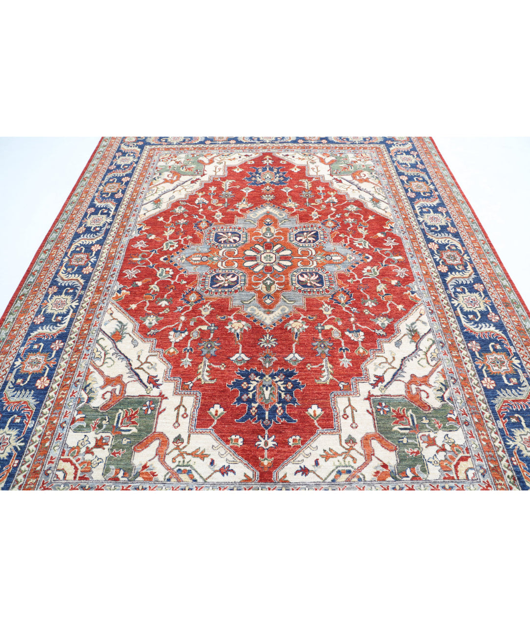 Hand Knotted Heriz Wool Rug 7' 11" x 9' 9" - No. AT14756