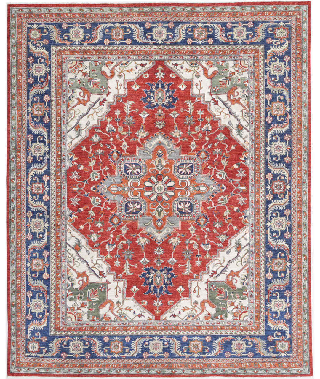 Hand Knotted Heriz Wool Rug 7' 11" x 9' 9" - No. AT14756
