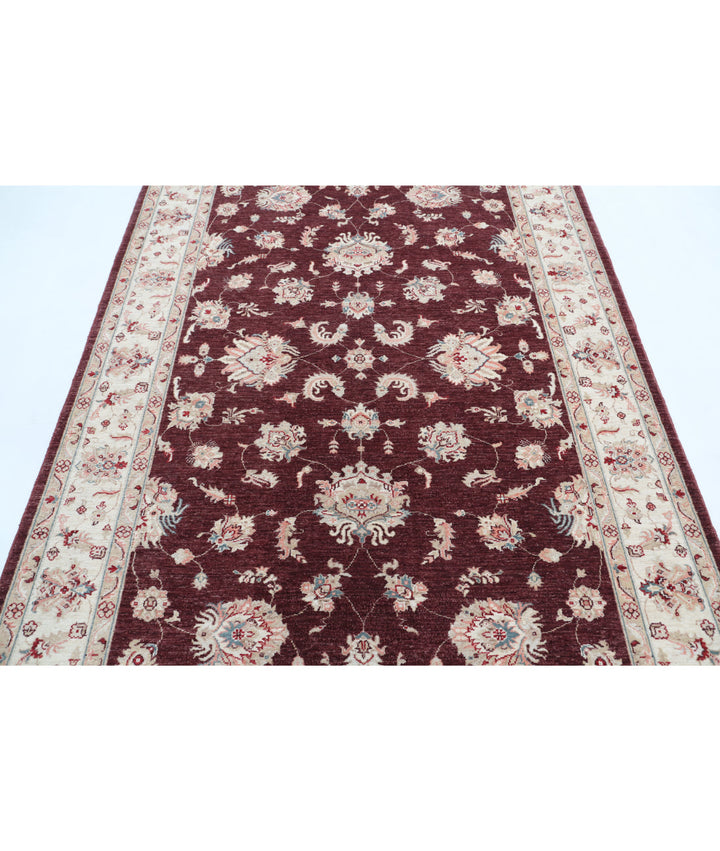 Burgundy Afghan Ziegler Rug 5'7" x 7'7" Hand-Knotted close-up