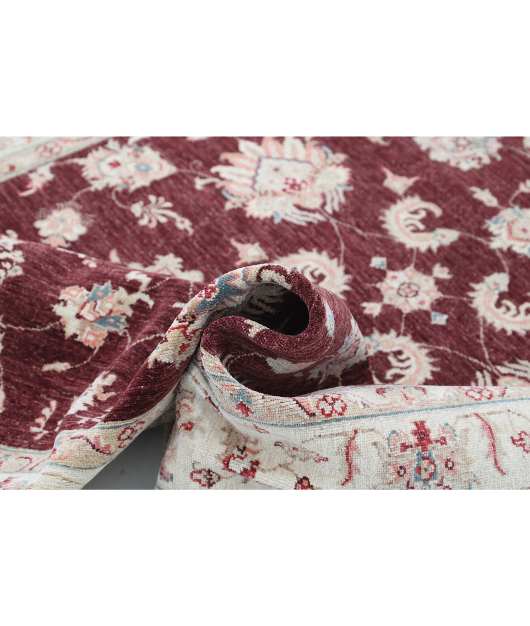 Burgundy Afghan Ziegler Rug 5'7" x 7'7" Hand-Knotted view